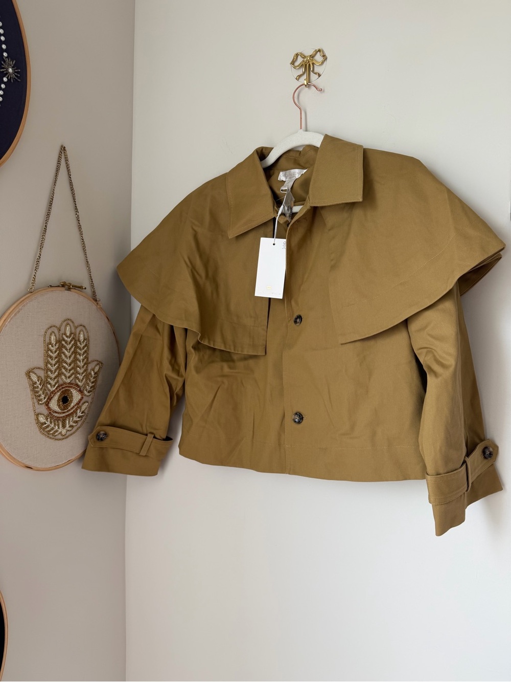 Caroline Constas tan cotton Cape-Collar Jacket